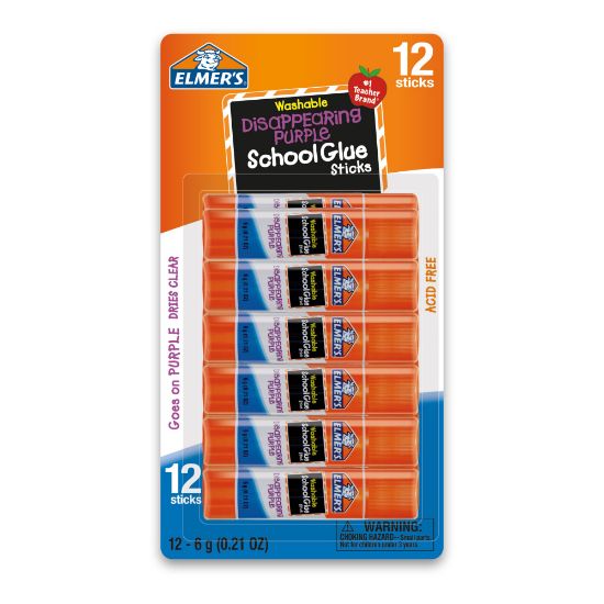 Picture of Elmers Disappearing Glue Sticks, 0.21 Oz, Purple, Pack Of 12