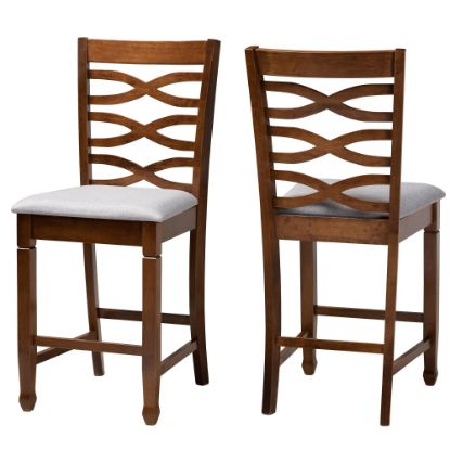 Picture of Baxton Studio Lanier Counter Stools, Gray/Walnut, Set Of 2 Stools