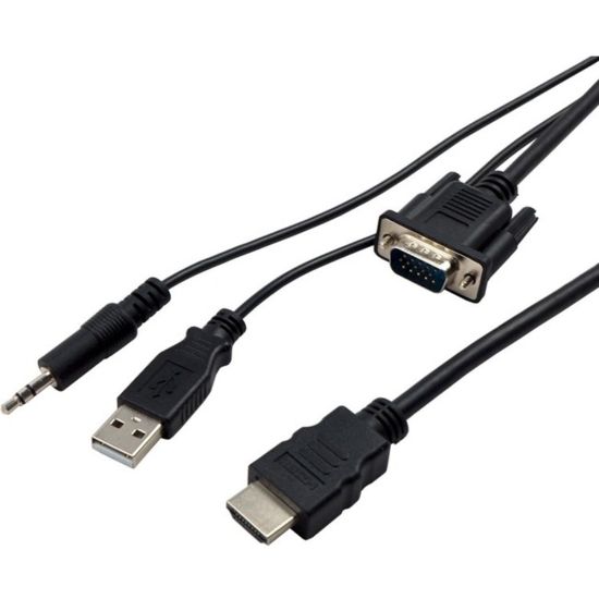 Picture of VisionTek VGA to HDMI 1.5M Active Cable (M/M) - 4.92 ft HDMI/VGA Video Cable for Video Device - HD-15 Male VGA - HDMI Male Digital Audio/Video - Black