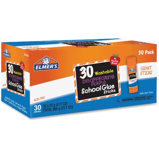 Picture of Elmers Disappearing Purple School Glue Sticks, 0.77 Oz., Pack Of 30