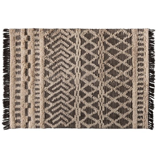 Picture of Baxton Studio Heino Handwoven Wool Area Rug, 5-1/4ft x 7-1/2ft, Ivory/Charcoal