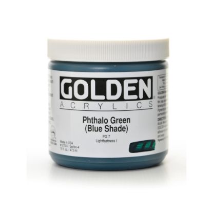 Picture of Golden Heavy Body Acrylic Paint, 16 Oz, Phthalo Green/Blue Shade