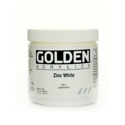 Picture of Golden Heavy Body Acrylic Paint, 16 Oz, Zinc White