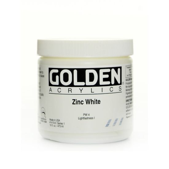 Picture of Golden Heavy Body Acrylic Paint, 16 Oz, Zinc White