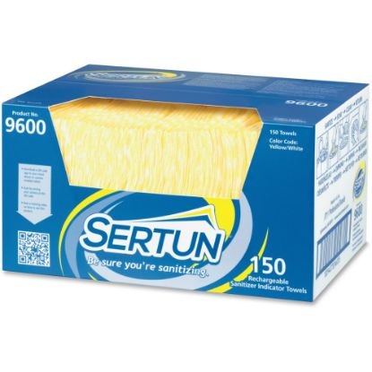 Picture of Sertun Rechargeable Sanitizer Indicator Towels - 18in Length x 13.50in Width - 150 / Carton - Rechargeable - Blue, Yellow