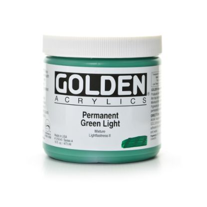 Picture of Golden Heavy Body Acrylic Paint, 16 Oz, Permanent Green Light