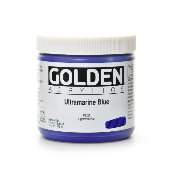 Picture of Golden Heavy Body Acrylic Paint, 16 Oz, Ultramarine Blue