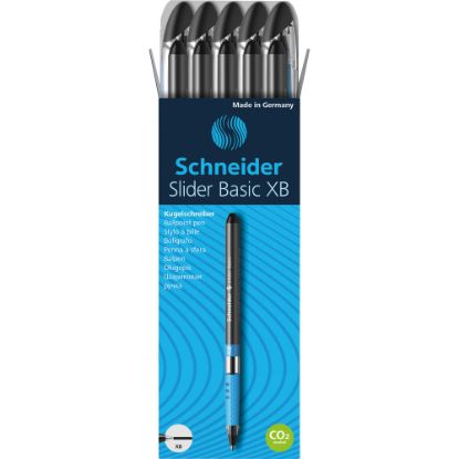 Picture of Schneider Slider Basic XB Ballpoint Pens, Extra-Bold Point, 1.4 mm, Black Barrels, Black Ink, Pack Of 10 Pens