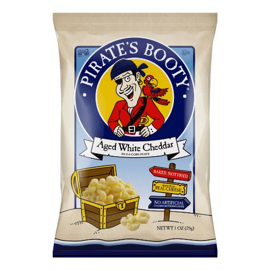 Picture of Pirates Booty White Cheddar Rice/Corn Puffs, 1 Oz, Carton Of 24 Bags