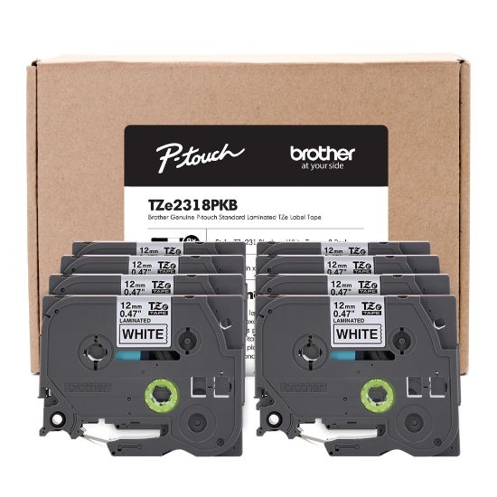 Picture of Brother P-Touch Label Maker Tape, Black/White, Pack Of 8 Rolls