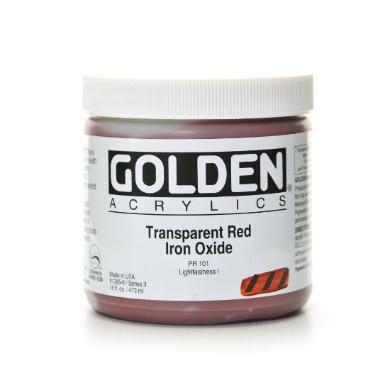 Picture of Golden Heavy Body Acrylic Paint, 16 Oz, Transparent Red Iron Oxide