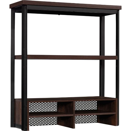 Picture of Sauder Briarbrook Commercial Hutch, 36-7/9inH x 32-2/7inW x 11-1/2inD, Barrel Oak/Black