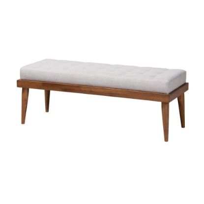 Picture of Baxton Studio 9301 Bench, 17-1/2inW x 47-1/4inW x 17-1/2inD, Beige/Walnut