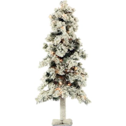 Picture of Fraser Hill Farm Artificial Snowy Alpine Tree With Clear Lights, 3ft