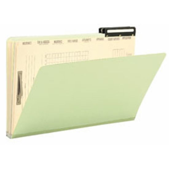 Picture of Smead Mortgage Pressboard Folders, 2/5 Cut, Legal Size, 100% Recycled, Green/Manila, Pack Of 10