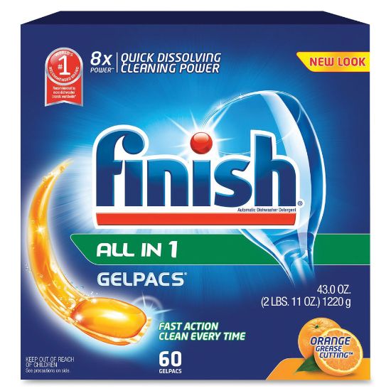 Picture of Finish All-n-1 Detergent Gelpacs - 1.3 fl oz (0 quart) - Orange Scent - 54 / Box - 2 / Carton - Orange