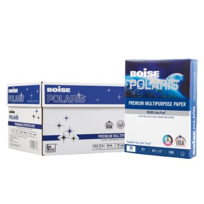 Picture of Boise POLARIS Premium Multi-Use Printer & Copy Paper, 400 Reams, White, Letter (8.5in x 11in), 200000 Sheets Per Pallet, 20 Lb, 97 Brightness, FSC Certified