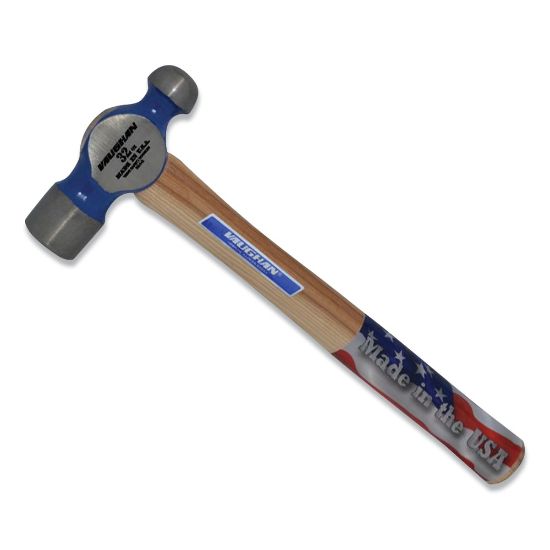 Picture of Commercial Ball Pein Hammer, Hickory Handle, 15-3/4 in, Forged Steel 32 oz Head