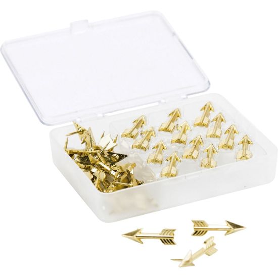 Picture of U Brands Metal Arrow Push Pins, Gold, 36-Count (3083U06-24) - 0.38in Shank - 0.88in Head - 36 / Pack - Gold - Steel, Metal, Plastic