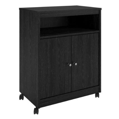 Picture of Ameriwood Home Landry Microwave Cart, With Cabinet, 30inH x 24inW x 15inD, Black Oak