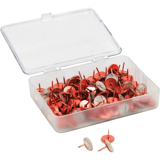 Picture of U Brands Metal Thumbtacks, Marble with Rose Gold Prong, 100-Count (3090U06-24) - 0.38in Shank - 0.44in Head - 100 / Pack - Rose Gold, Marble - Steel, Metal