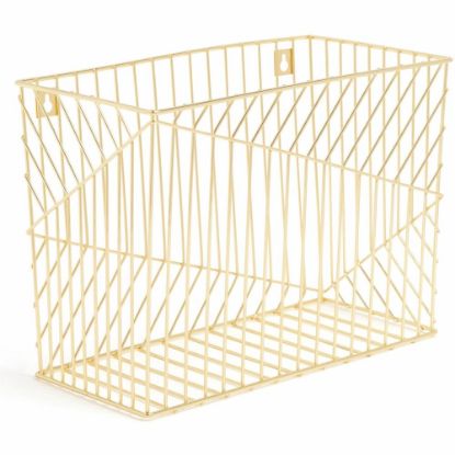 Picture of U Brands Vena Hanging File Basket - 6.8in Height x 9.5in Width12.4in Length - Desktop - Gold - Metal - 1 Each