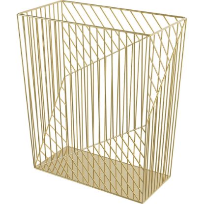 Picture of U Brands Metal Wastebasket, Vena Collection, 6 Gallon Capacity, Gold (3232U02-06) - Sturdy, Lightweight - 6.1in Height x 12.2in Width - Metal - Gold