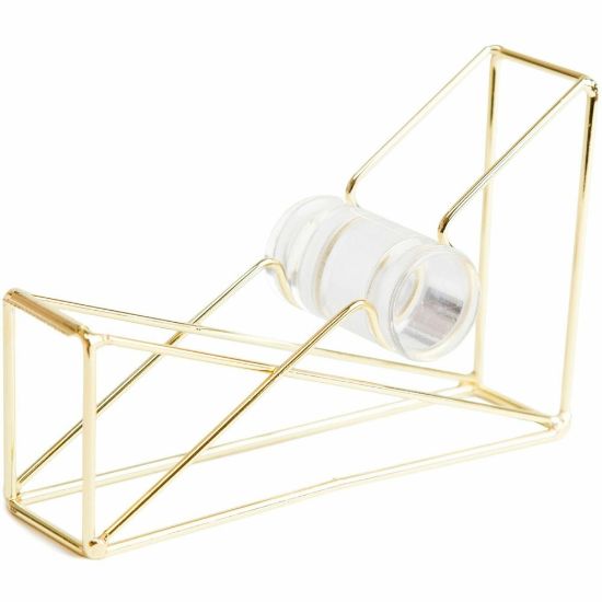 Picture of U Brands Vena Tape Dispenser - 1in Core - Refillable - Easy to Use, Sturdy, Lightweight - Metal - Gold - 1 Each