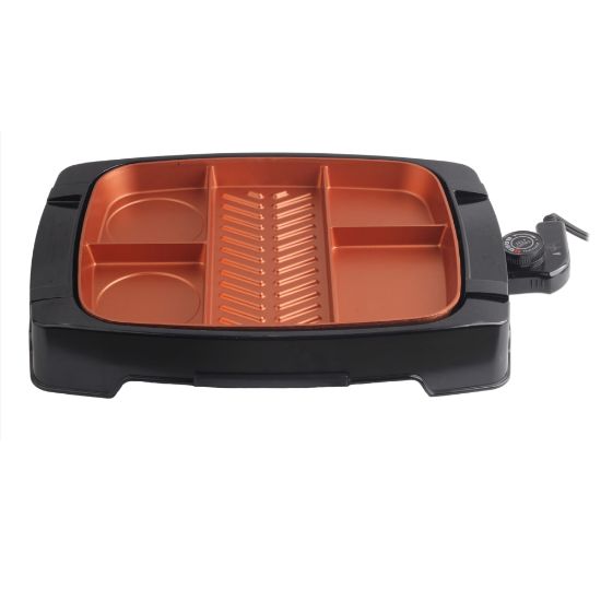 Picture of Brentwood Multi-Portion Electric Indoor Grill, 2-1/2inH x 10-1/2inW x 15inD, Copper