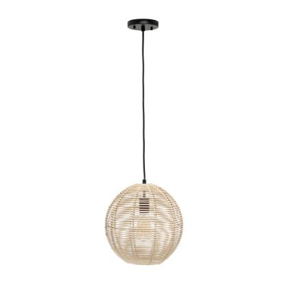 Picture of Lalia Home Ball-Shaped Rattan Pendant, 16inW, Rattan Shade/Brushed Nickel Base