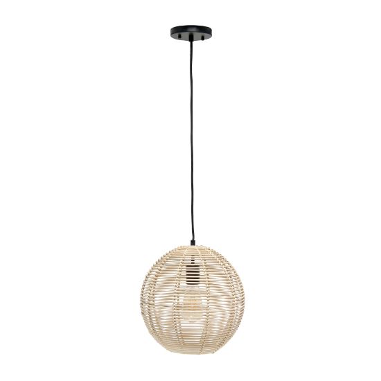 Picture of Lalia Home Ball-Shaped Rattan Pendant, 16inW, Rattan Shade/Brushed Nickel Base