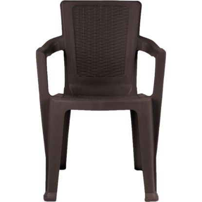 Picture of Inval Stackable Patio Dining Chairs, Plastic, Espresso, Pack Of 4 Chairs