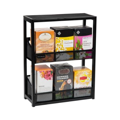 Picture of Mind Reader Network Collection 2-Tier Tea Box Organizer, 14-1/4inH x 4-3/4inW x 11-1/4inL, Black