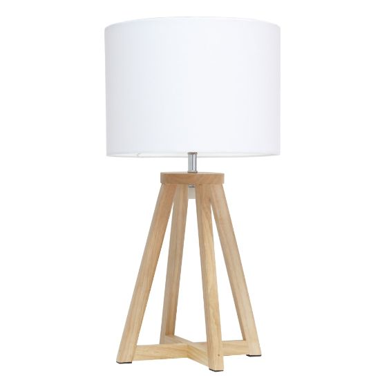 Picture of Simple Designs Interlocked Triangular Table Lamp, 19-1/8inH, White Shade/Natural Base