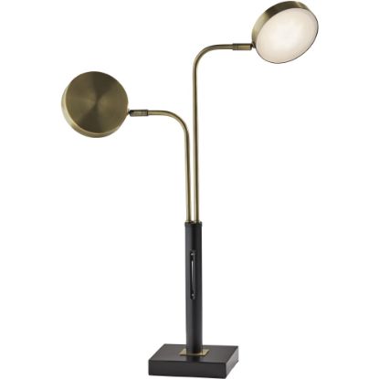 Picture of Adesso Rowan LED 2-Arm Desk Lamp, 25-1/4inH, Antique Brass Shade/Black Base