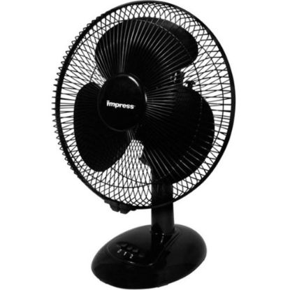 Picture of Impress Oscillating 3-Speed Table Fan, 10inH x 12inW x 12inD, Black