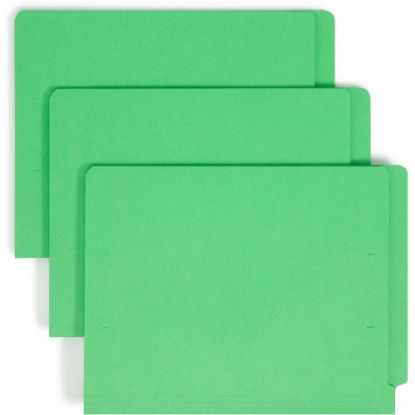 Picture of Smead Color End-Tab Folders With Fasteners, Straight Cut, Letter Size, Green, Pack Of 50