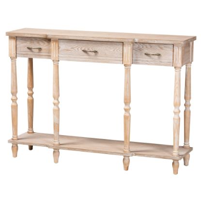 Picture of Baxton Studio Classic And Traditional French Provincial 3-Drawer Console Table, 33-15/16inH x 48inW x 13inD, Whitewashed Oak Brown