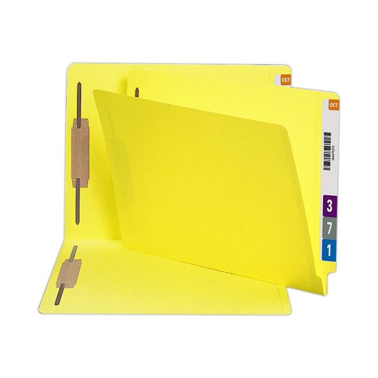 Picture of Smead Color End-Tab Folders With Fasteners, Straight Cut, Letter Size, Yellow, Pack Of 50