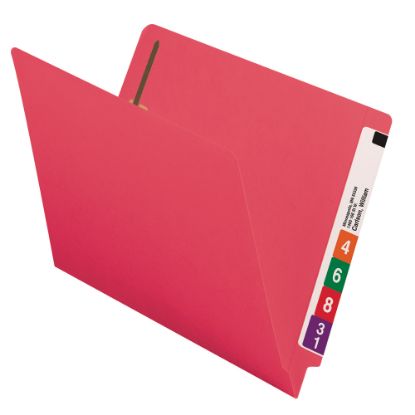 Picture of Smead Color End-Tab Folders With Fasteners, Straight Cut, Letter Size, Red, Pack Of 50