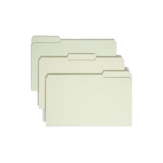 Picture of Smead Pressboard Top-Tab Folders, 1/3 Cut, 14 3/4in x 9 1/2in, Gray/Green, Pack Of 25