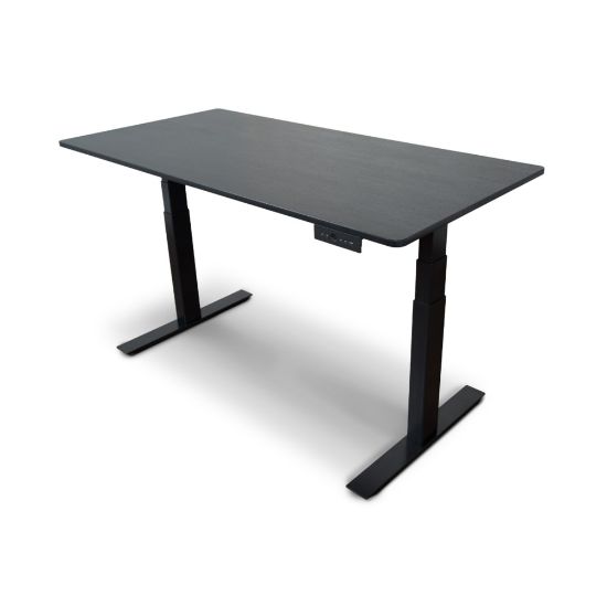 Picture of Luxor 59inW Wood Electric Standing Desk, Black Oak/Black