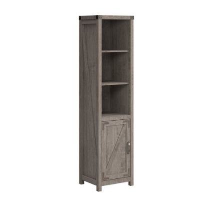 Picture of Bush Furniture Knoxville 72inH Narrow 5-Shelf Bookcase With Door, Restored Gray, Standard Delivery