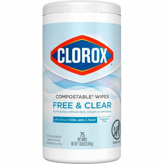 Picture of Clorox Free & Clear All Purpose Cleaning Wipes, 75 Per Tub, Carton Of 6 Tubs