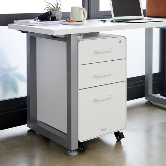 Picture of VARIDESK 20-5/8inD Vertical 3-Drawer Mobile File Cabinet, White