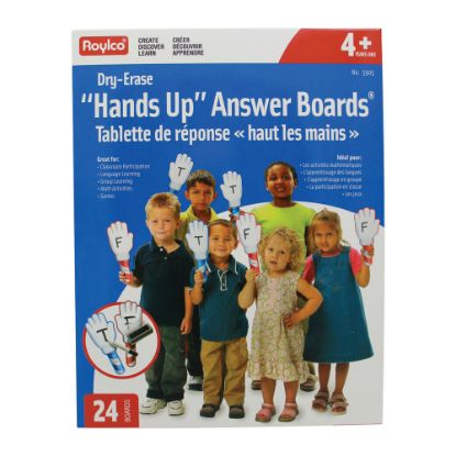 Picture of Roylco Hands Up Dry-Erase Answer Boards, 5in x 11 1/2in, White, Pack Of 24