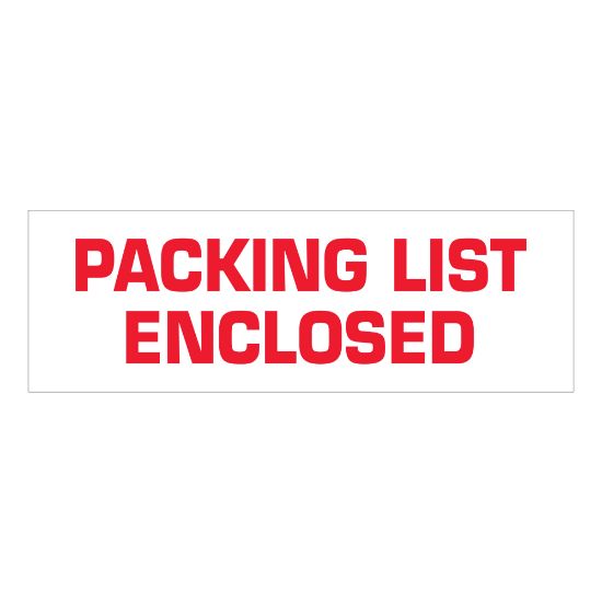 Picture of Tape Logic Pre-Printed Carton Sealing Tape, "Packing List Enclosed", 3in x 110 Yd., Red/White, Case Of 6 Rolls