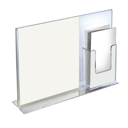 Picture of Azar Displays Double-Foot Sign Holders, With Trifold Pocket, 11inH x 14inW x 3 3/8inD, Clear, Pack Of 2 Holders