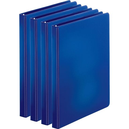 Picture of Business Source Basic Round Ring Binders, 1/2in Ring, 8 1/2in x 11in, Dark Blue, Pack Of 4