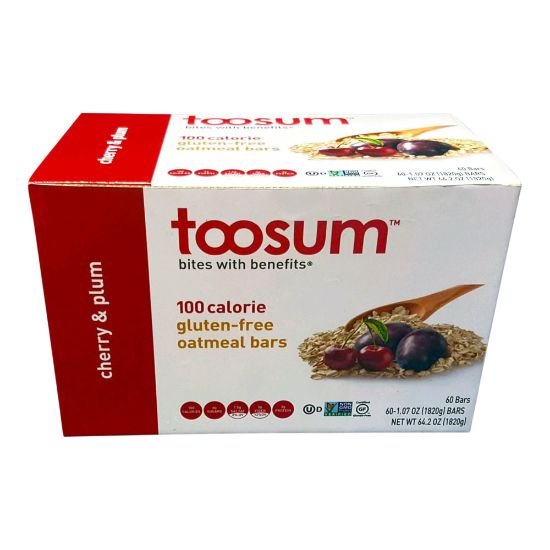 Picture of Toosum Healthy Foods Oatmeal Bars, Cherry and Plum, 1.07 Oz, Pack Of 60 Bars